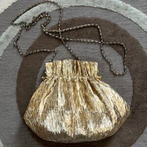 VINTAGE Vanessa  Gold Ruffle Lame Evening 1970s Purse
